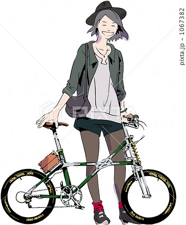 女の子 自転車 Mtb 全身のイラスト素材