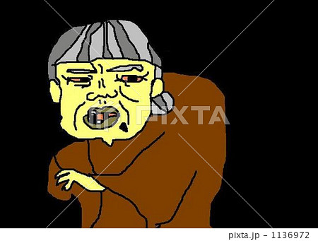 意地悪な老婆が苦言を呈すのイラスト素材