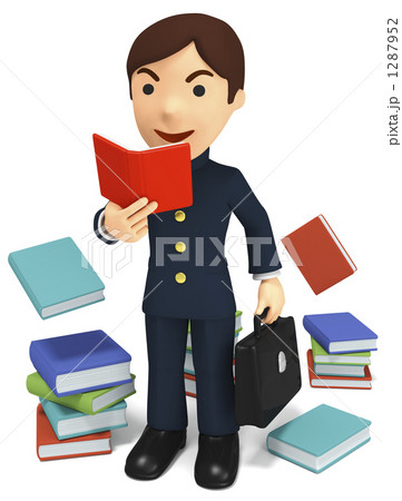 中高生 中学生 高校生 読書のイラスト素材