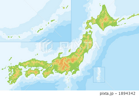 日本地図 日本 北海道 オホーツク海のイラスト素材