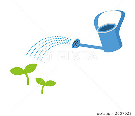 ジョウロ 芽吹く 芽 水やりのイラスト素材