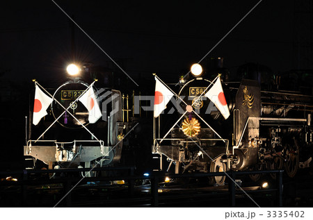 旗日 蒸気機関車の写真素材