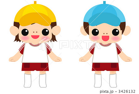 人物 園児 子供 カラー帽子のイラスト素材