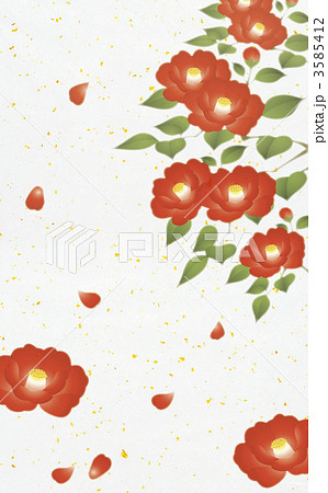 舞う 椿 花 和紙の写真素材