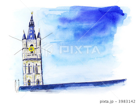 時計塔 水彩画 Big Ben, the Houses of Parliament and Westminster Bridge, London