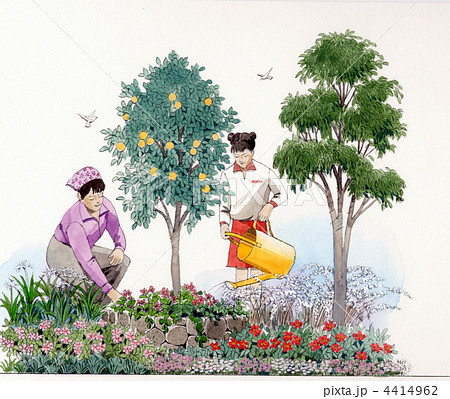 花の水やりのイラスト素材