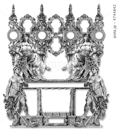 女性 座る 女王 プリンセス フレームのイラスト素材