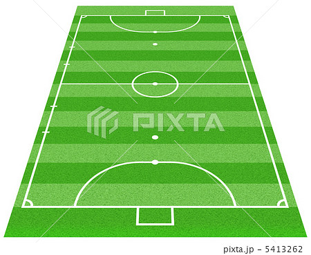サッカー フィールド 全体図 緑色 フォーメーションの写真素材