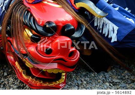 幌獅子 獅子舞 獅子頭 石岡のおまつりの写真素材