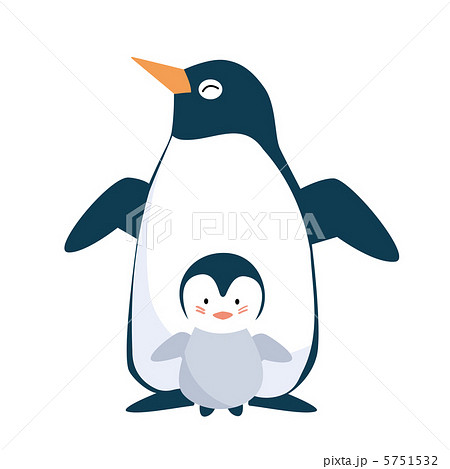 ペンギンの親子のイラスト素材