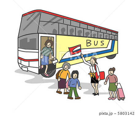 バスツアー バス 旅行 旅のイラスト素材