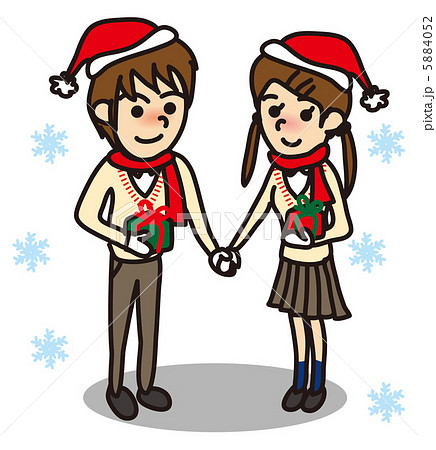高校生 クリスマス カップル 女の子のイラスト素材