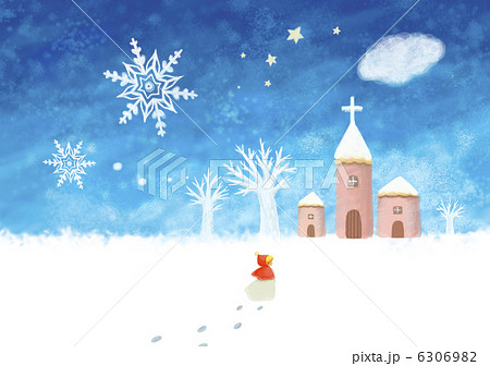 雪 教会 マント 背景のイラスト素材 Pixta