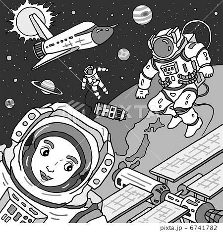 宇宙遊泳のイラスト素材