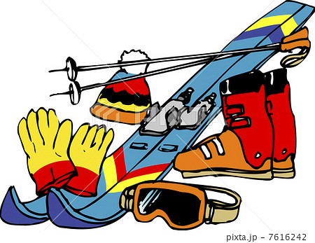 ウインタースポーツ スキー スキー板 イラストレーションのイラスト素材