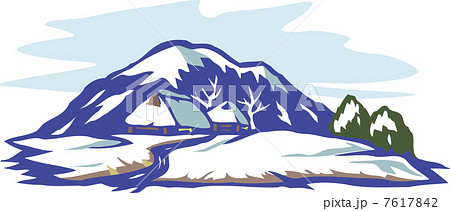 きり絵 冬景色 イラストレーション イラストのイラスト素材