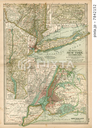 アメリカ ニューヨーク 古地図 Newyorkの写真素材