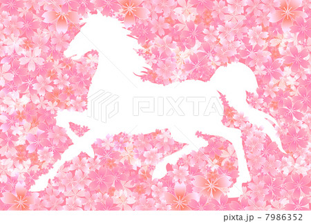 午 ベクター 桜 馬のイラスト素材