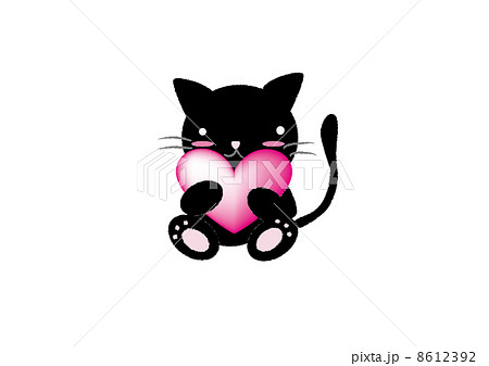 黒ねこ 黒猫 ハート 猫のイラスト素材
