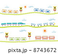 子供向け可愛い踏切のある線路を走る電車のイラスト素材 13