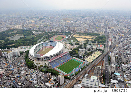 長居公園を空撮の写真素材