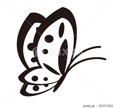 蝶 昆虫 可愛い 白黒のイラスト素材