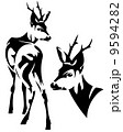 鹿 大鹿 白黒 モノクロのイラスト素材