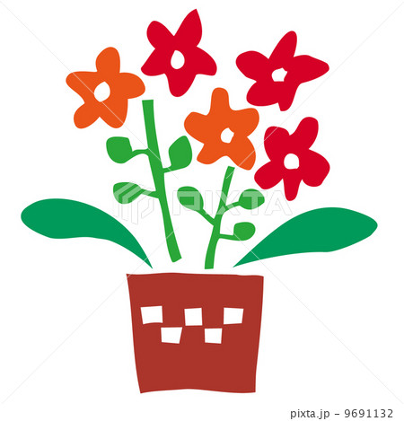 花 植木の花 植木 赤い花のイラスト素材