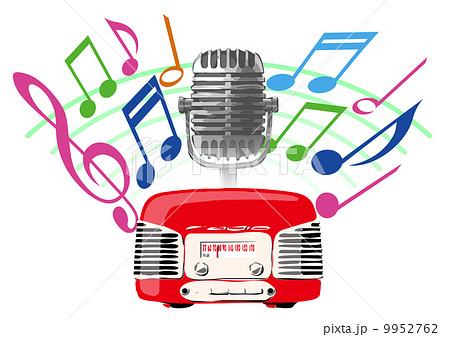 ラジオ マイク 音楽 音符のイラスト素材