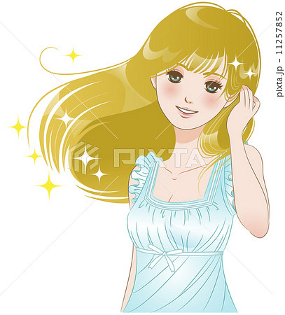 髪をかきあげる 女の子の写真素材