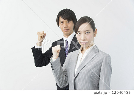 頑張れー ポーズの写真素材