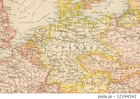 世界地図 古地図 ドイツ 地図の写真素材