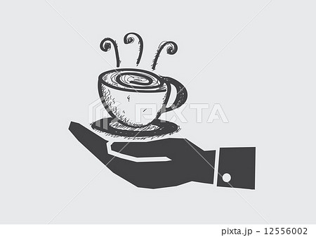 手 カップ コーヒーカップ 持つのイラスト素材 Pixta