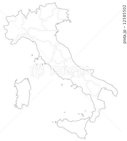 白地図 地図 イタリアのイラスト素材