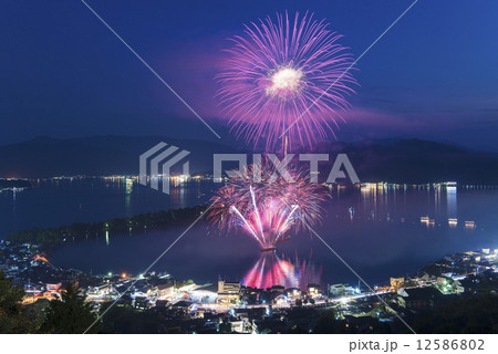 天橋立冬花火の写真素材