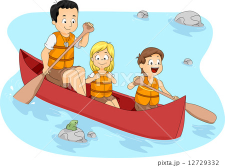 少年 男の子 カヌー 漫画のイラスト素材