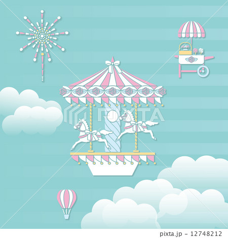 遊園地 空 遊具 メルヘンのイラスト素材