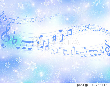 音楽 背景 音符 雪の結晶のイラスト素材