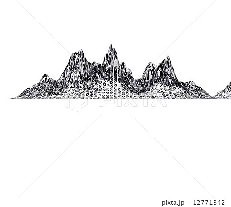 白黒のポリゴンで出来た山脈のイメージのイラスト素材 12771342 Pixta