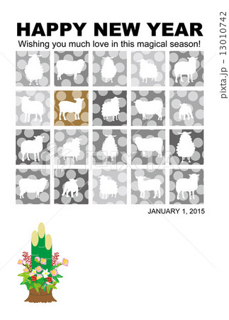 Happy New Year 英語表記 縦長 干支の写真素材