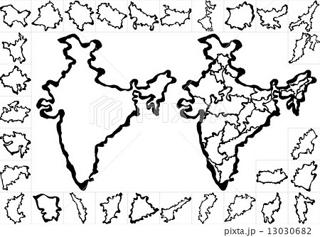 インド地図のイラスト素材