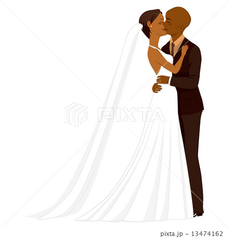 新婦 花嫁 ウエディング キスのイラスト素材