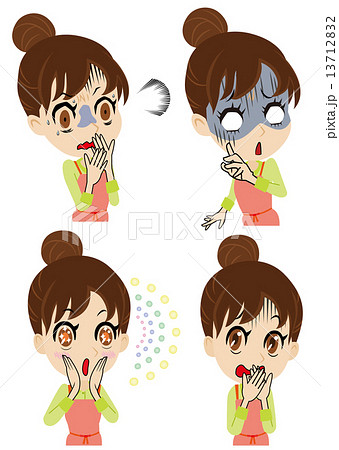 お団子ヘアのイラスト素材