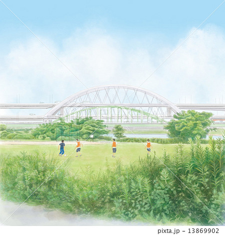 河川敷のイラスト素材