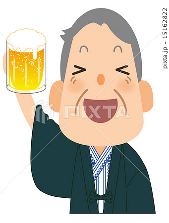酒を飲んでいるおじいちゃんの絵