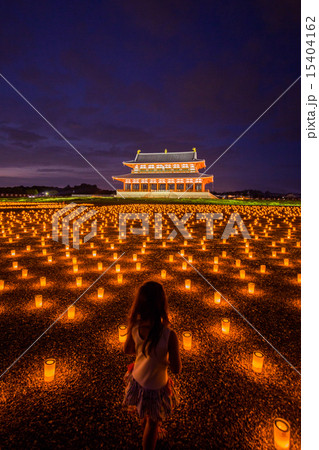 平城京 燈花会 平城京天平祭 ライトアップの写真素材