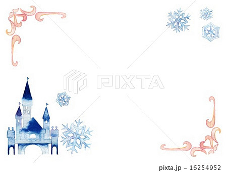 雪の結晶 フレーム 枠 お城の写真素材