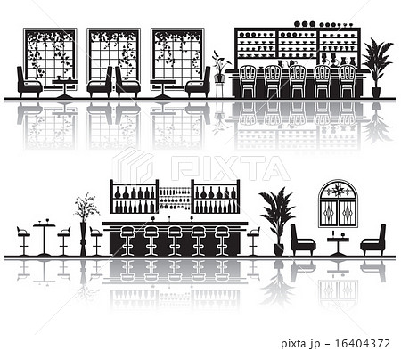 バー シルエット カフェ ベクターのイラスト素材