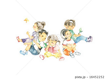 幼稚園 園児 水彩 幼稚園児のイラスト素材