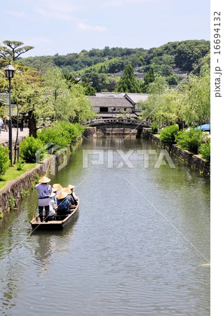 倉敷美観地区 船 川下り 倉敷川の写真素材